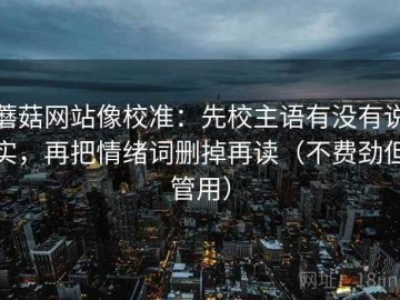 蘑菇网站像校准：先校主语有没有说实，再把情绪词删掉再读（不费劲但管用）