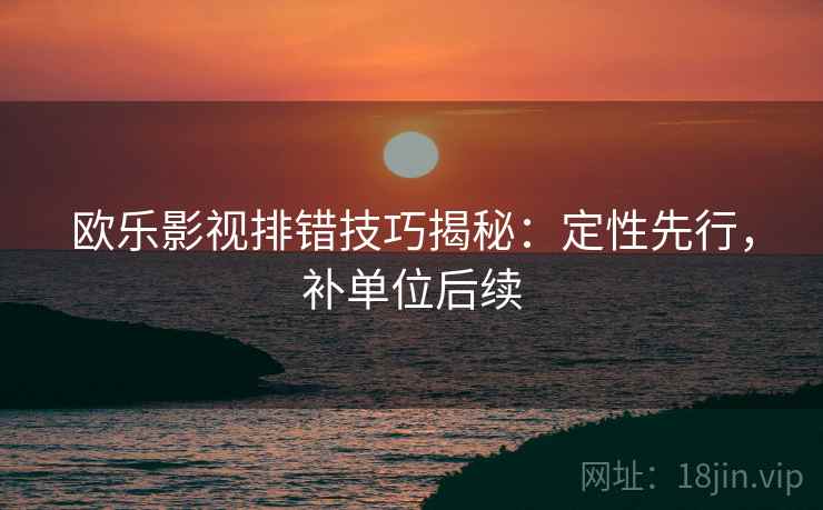 欧乐影视排错技巧揭秘：定性先行，补单位后续